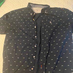 XL Mustache Short Sleeve Button Down